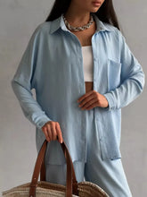 Button Up Long Sleeve Shirt and Pants Set OutfitFlow